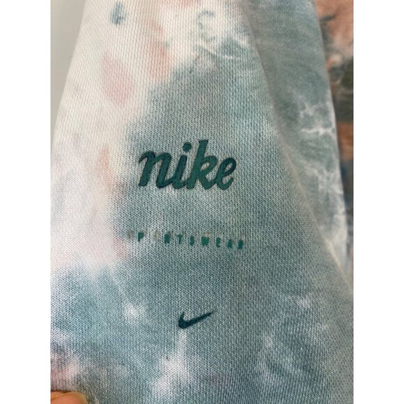 NIKE Small Pleated Reverse Dye Fleece Cuffed Sweatpants Pink Green GUC - Picture 7 of 9